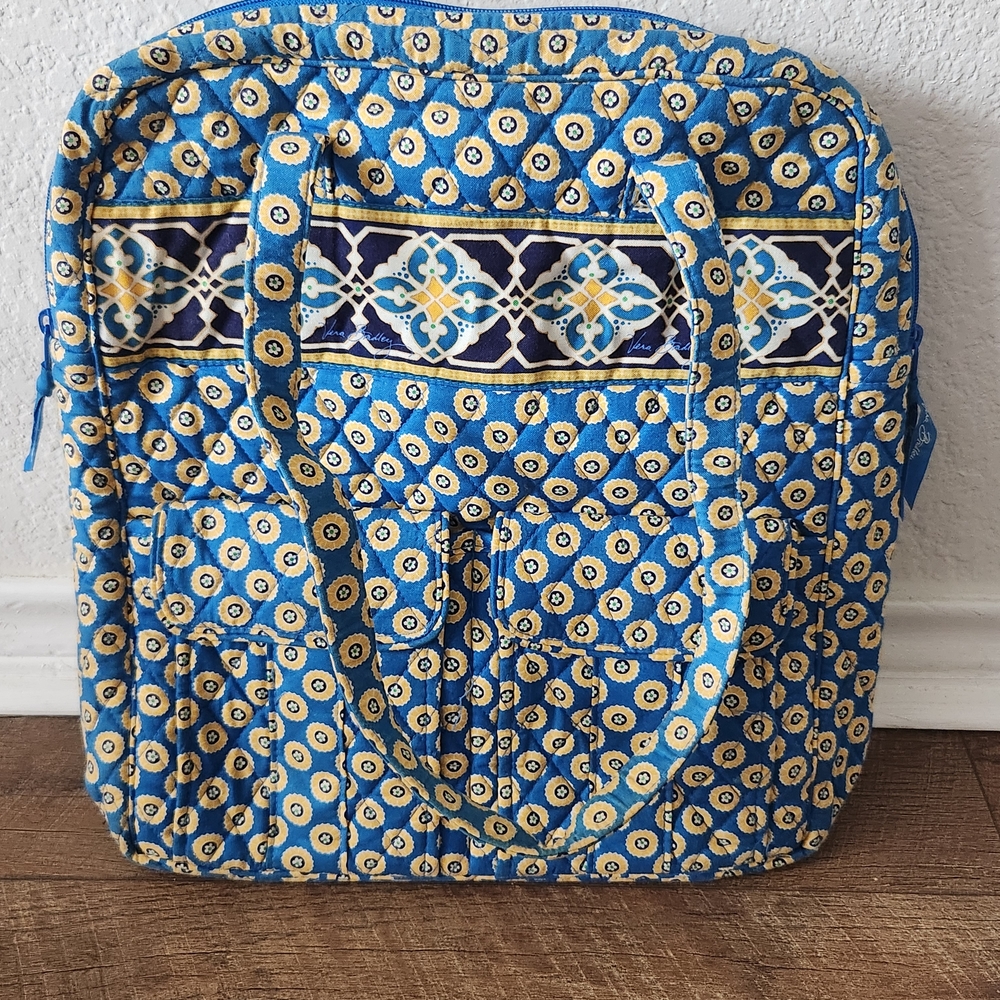 Vera Bradley Blue and Yellow Floral Laptop Bag
